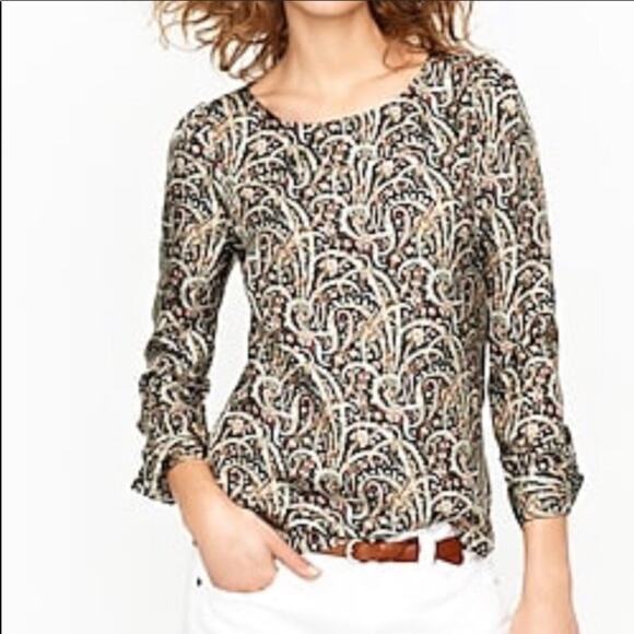 J. Crew Tops - J.CREW SILK TALITHA FEATHER PAISLEY PULLOVER